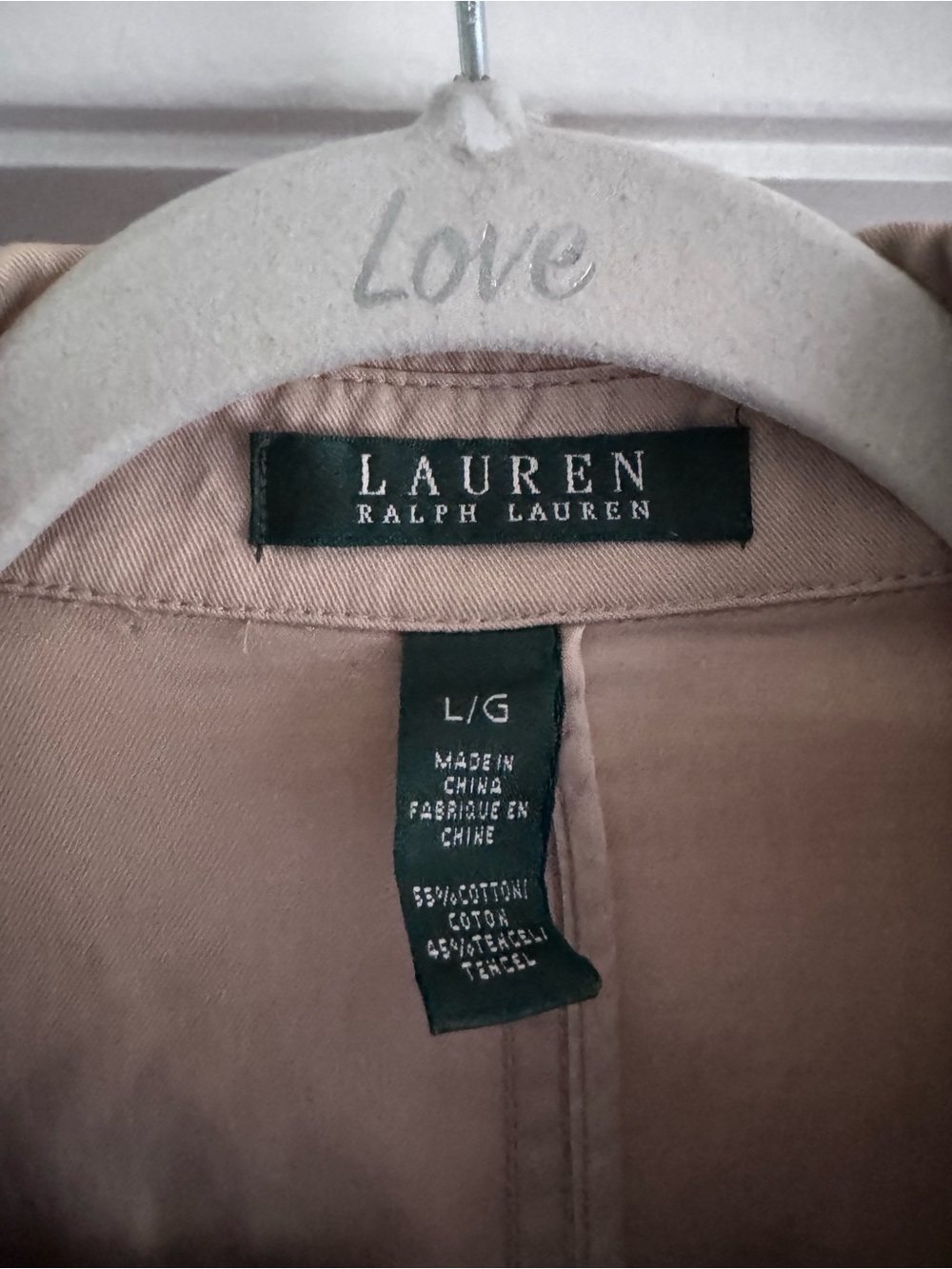 Lauren Ralph Lauren Beige Utility Jacket with Flap Pockets and Cinch Waist - Picture 2 of 5